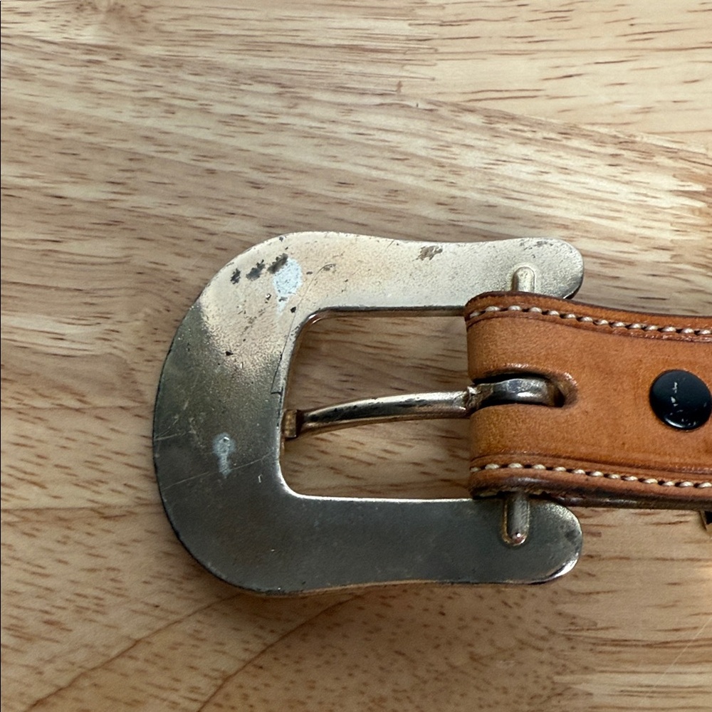 Western tooled Leather Belt with Silver Buckle - Picture 12 of 16